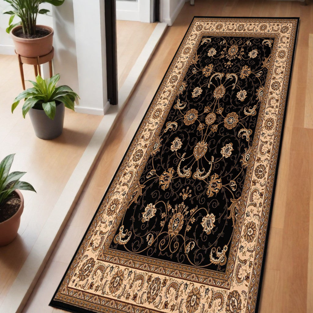 6 Red And Black Oriental Runner Rug