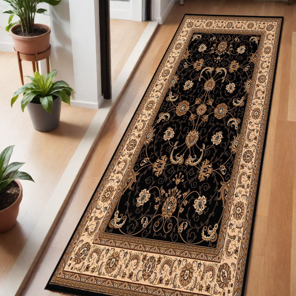 6 Beige And Blue Oriental Runner Rug