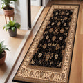 6 Beige And Black Oriental Runner Rug