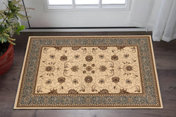 2 X 5 Beige And Black Oriental Area Rug