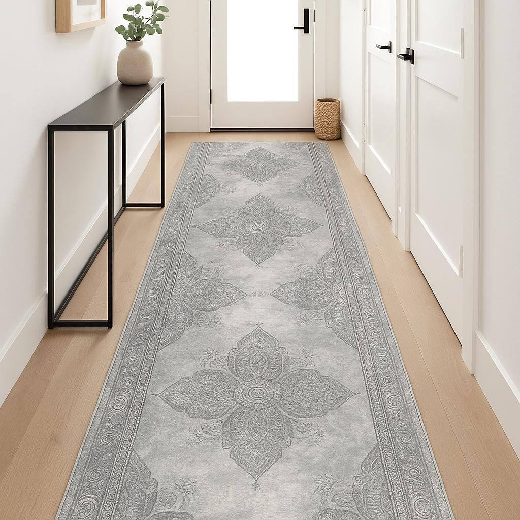 18 Gray And Beige Moroccan Runner Rug