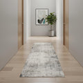 18 Blue And Navy Blue Abstract Runner Rug