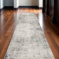 12 Blue And Navy Blue Abstract Runner Rug
