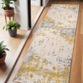 6 Gold And Gray Abstract Runner Rug