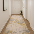 12 Gold And Gray Abstract Runner Rug
