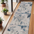 6 Blue And Cream Abstract Runner Rug