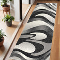 6 Black And Gray Abstract Runner Rug
