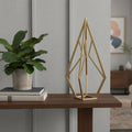 14 Gold Metal Open Geometric Tabletop Sculpture