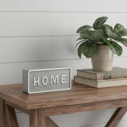 4 Gray And White Metal Home Hand Painted Tabletop Sign