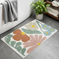 32 Light Blue Red And White Cotton Floral Bath Rug