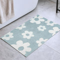 32 Blue And White Cotton Floral Bath Rug
