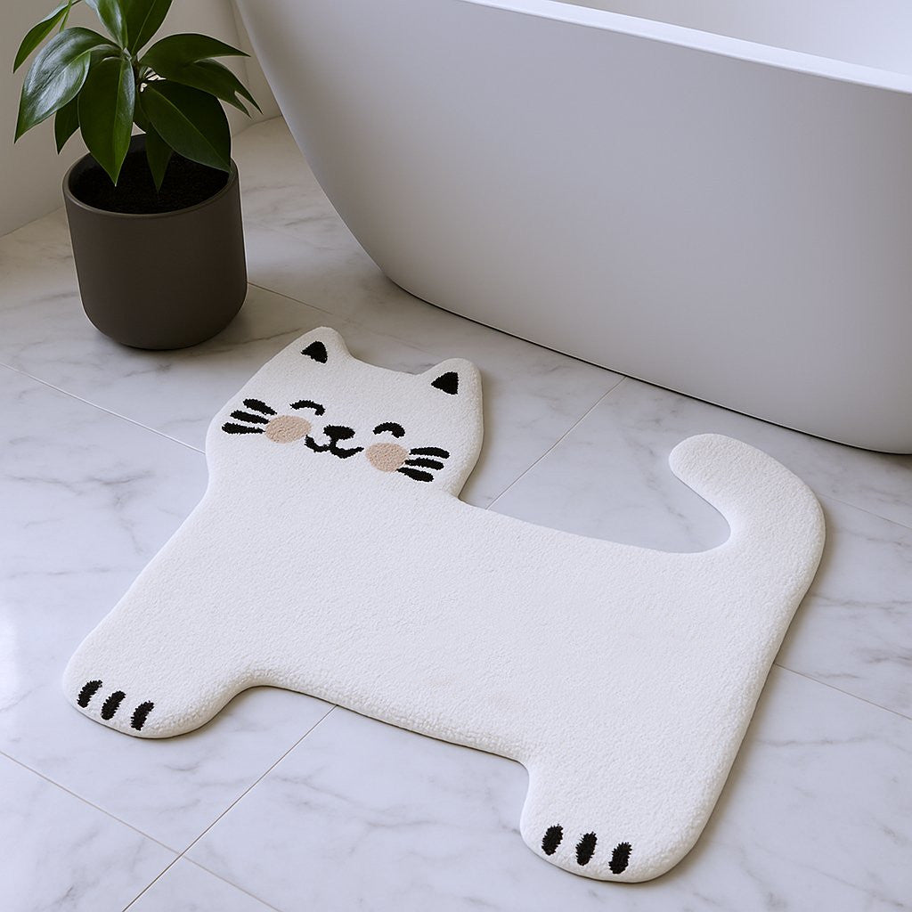 2 X 3 Black And White Kitty Cat Youthful Washable Area Rug