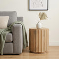 23 Brown Solid Wood Round Block End Table