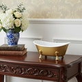 7 Gold And White Metal Hand Painted Decorative Tub