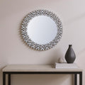26 Silver Round Faux Crystal Bling Framed Accent Mirror