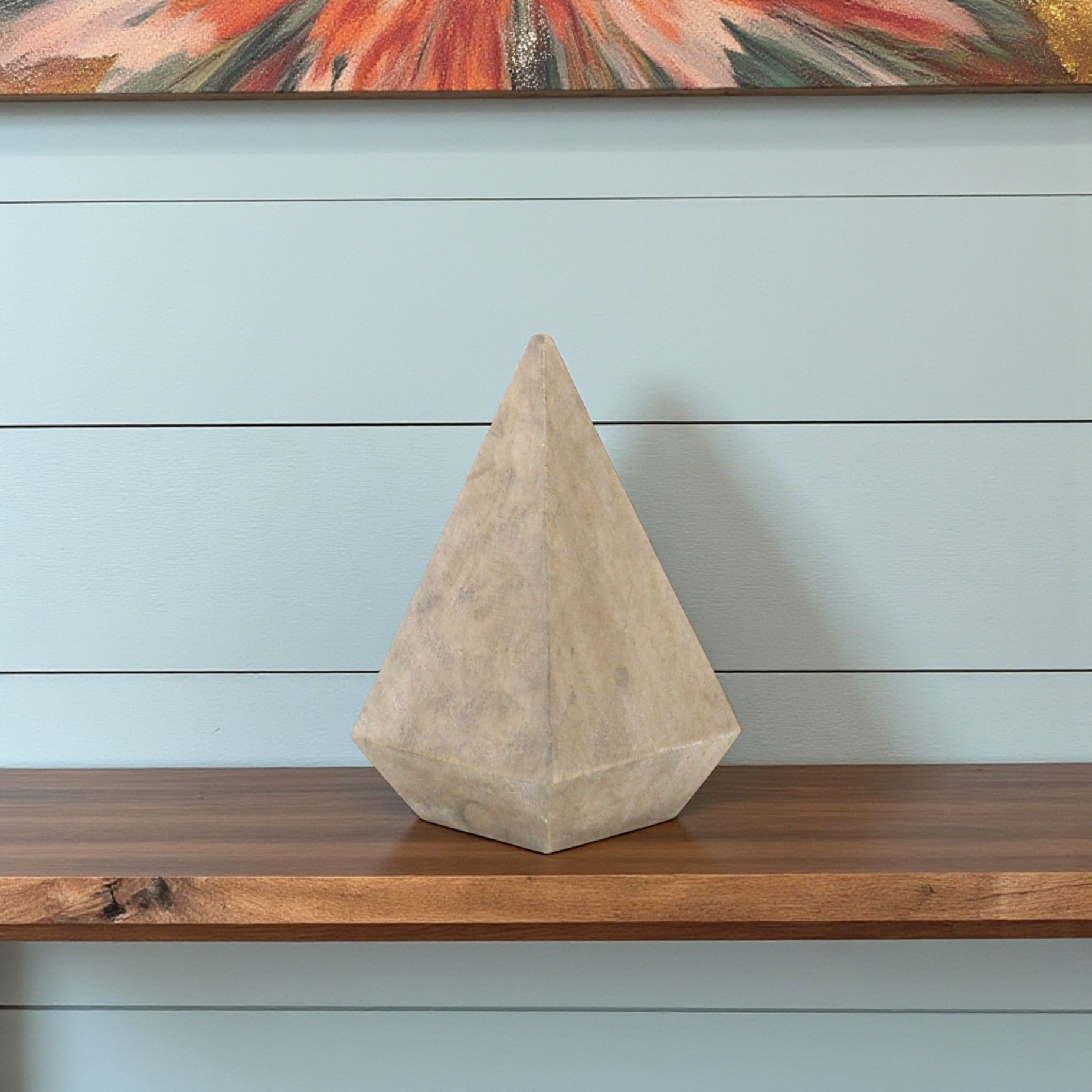 4 Natural Solid Wood Pyramid Decorative Sculpture
