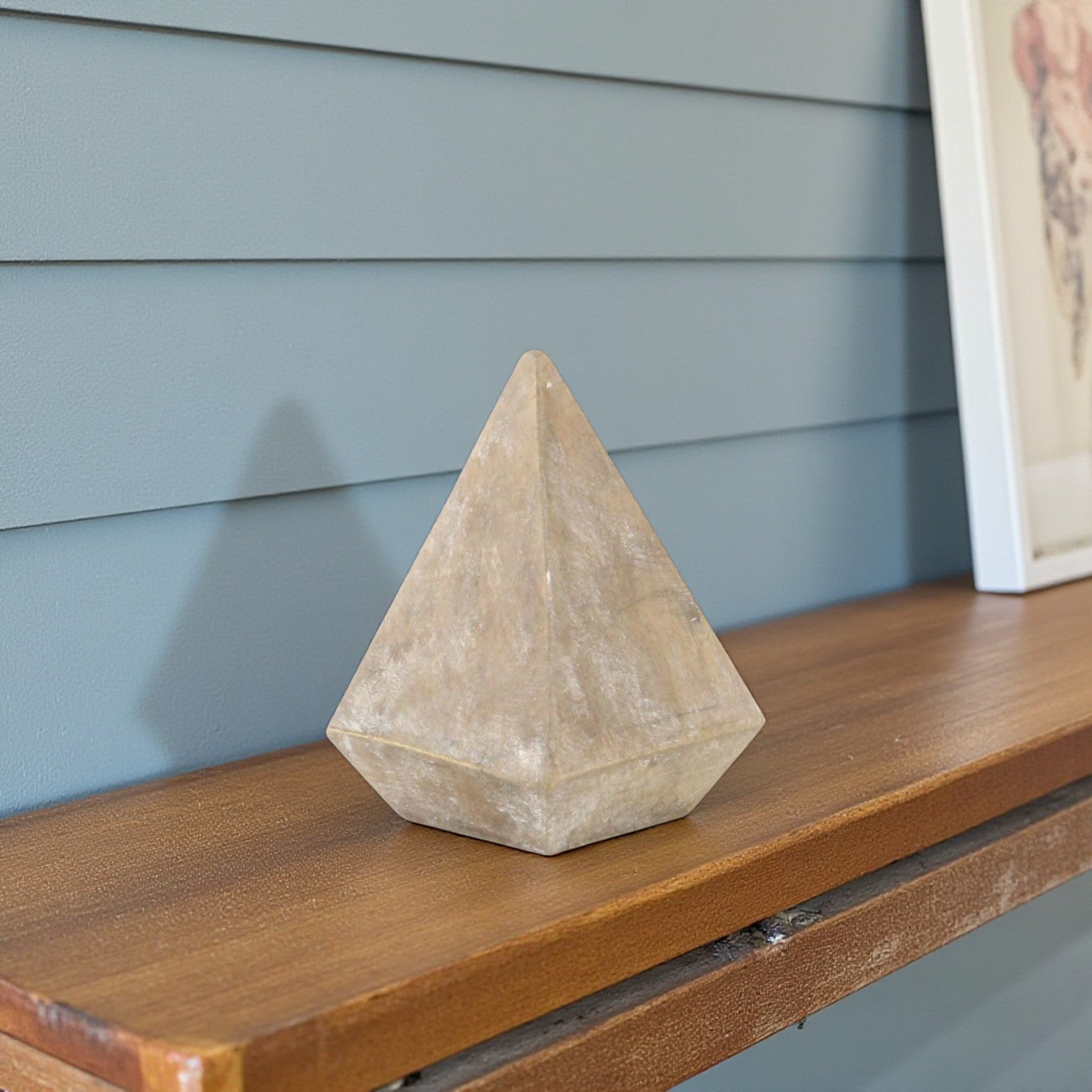 3 Brown Solid Wood Pyramid Decorative Sculpture