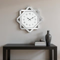 26 Silver Mirrored Glass Silent Analog Geometric Wall Clock