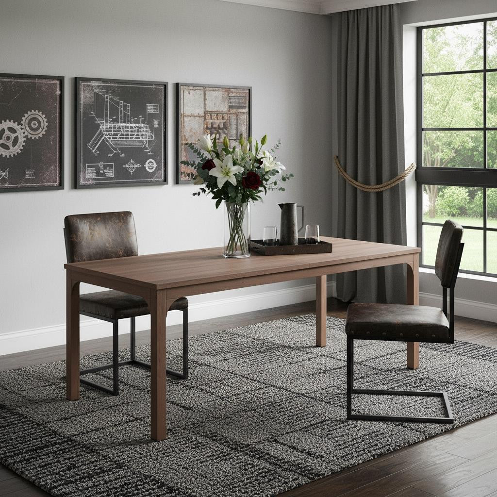 46 Brown Wood and Iron Dining Table