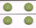 Set of Six Green Mushroom Knob Embossed Ceramic Drawer Pull Knobs