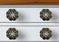 Set of Six Black And Gold Scalloped Knob Iron Drawer Pull Knobs