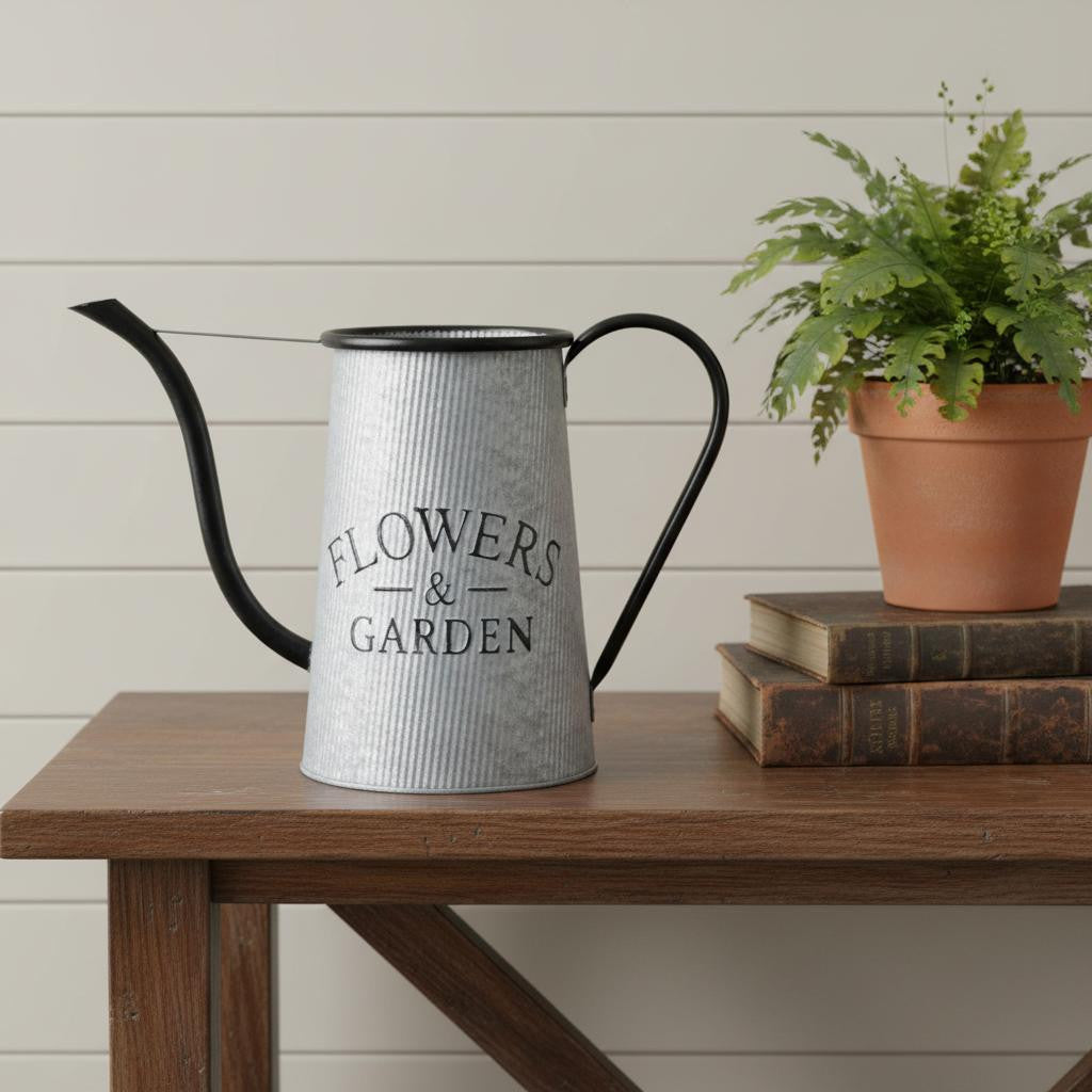 10 Black And Gray Galvanized Metal Flowers And Garden Decorative Watering Can