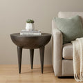 18 Inch Matte Graphite Distressed Aluminum Round End Table
