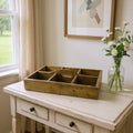 21 Brown Rustic Solid Wood Divided Caddy