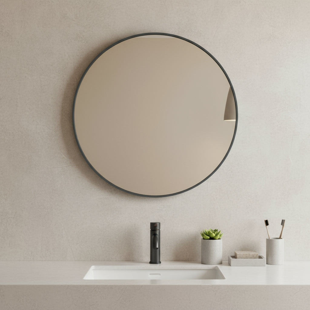 20 Black Metal Round Framed Bathroom Vanity Mirror