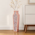 27 Pink Mirrored Glass Floor Vase With Faux Crystals