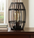 8 Black Battery Operated Novelty Bedside Lamp With Cage Shade