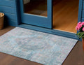 3 X 5 Blue And Pink Medallion Washable Indoor Outdoor Area Rug