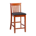 Linon Triena Red Cherry Wood Black Vinyl Padded Seat - 24 inch