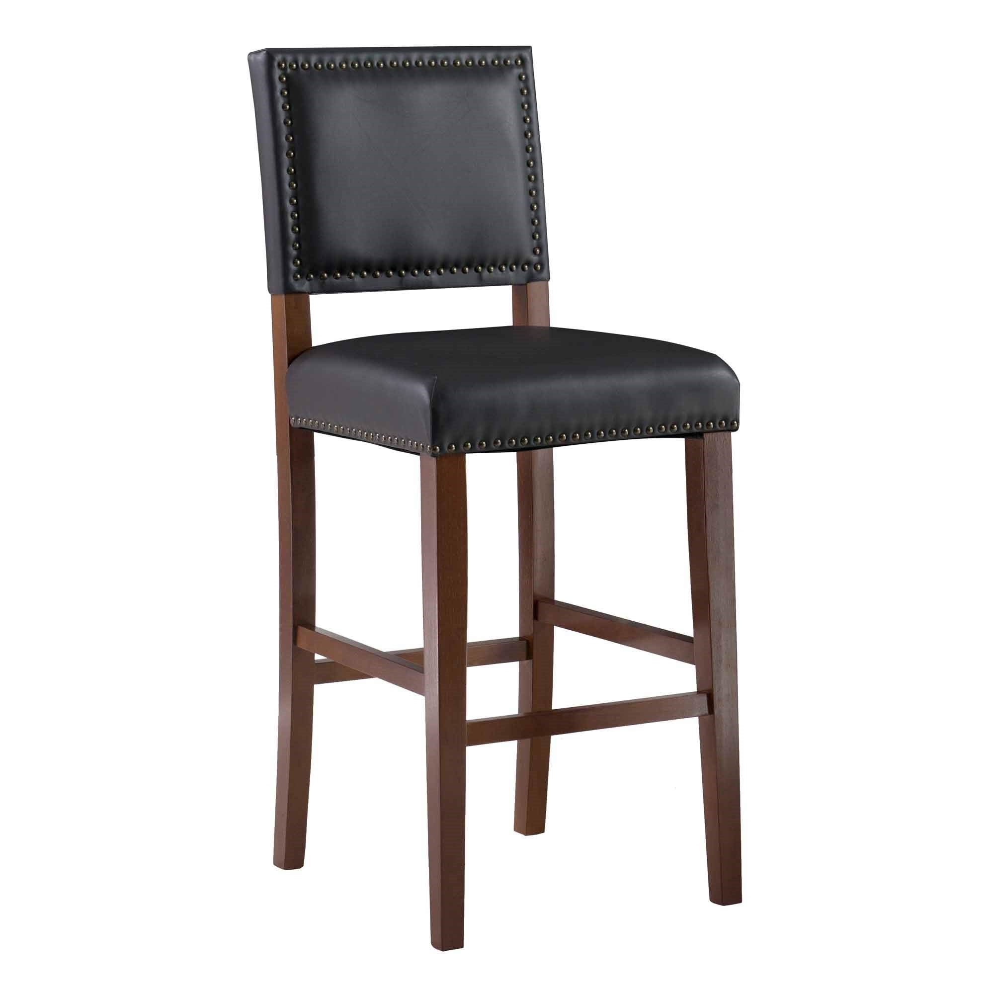 Linon Brook, Black Bar Stool, 18.5w x 23d x 45h, Sapele