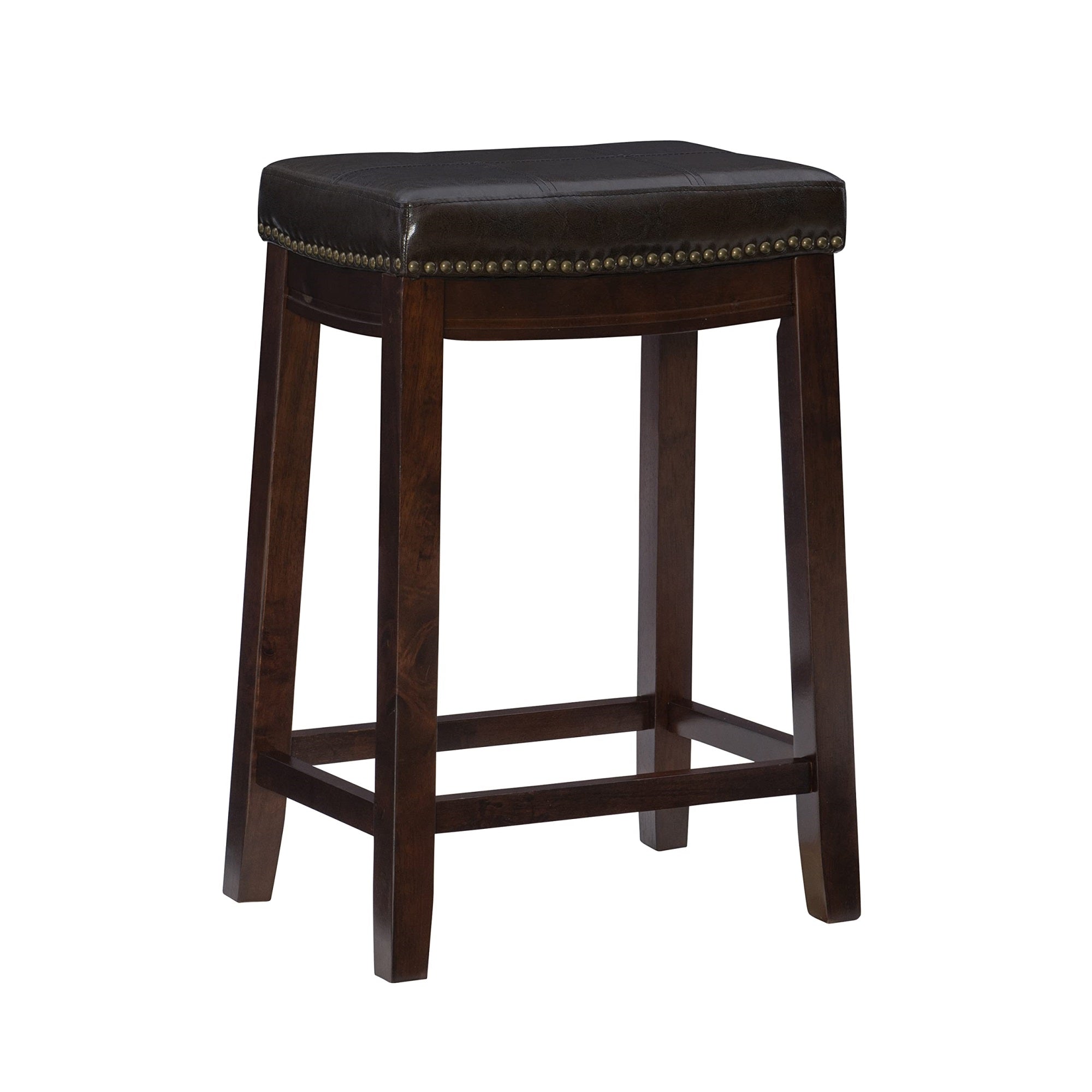 Linon Home Dcor Kingston Backless Linon Claridge Stool, Counter Height, Brown Patch Counter, 12.75D x 18.25W x 26.75H