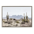 Sylvie Tall Saguaro Cacti Desert Mountain Framed Canvas by The Creative Bunch Studio