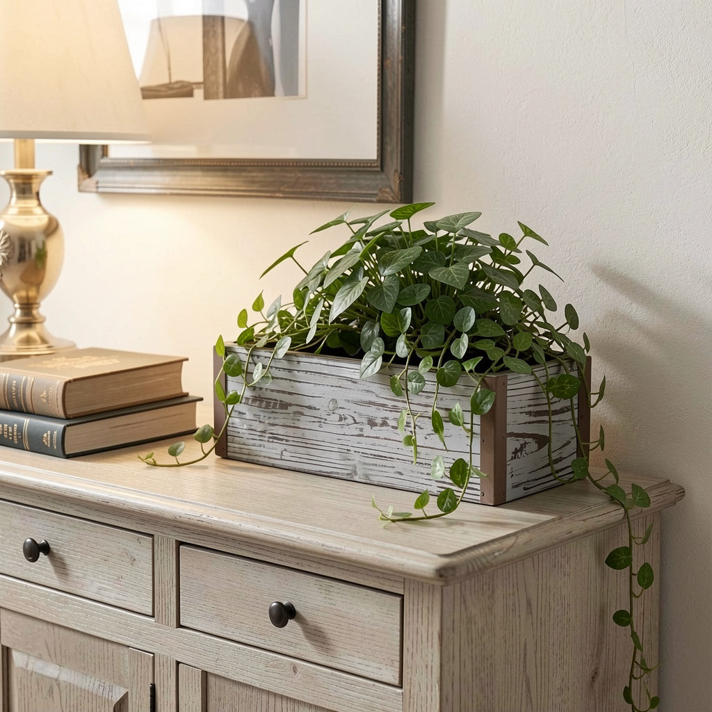 Gray Wood 98 Ounce Rectangular Distressed Planter Box