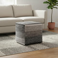 16 Inch Gray Cotton Tone on Tone Cube Pouf Ottoman