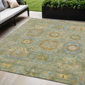 5 X 8 Artichoke Green Brown And Copper Medallion Washable Indoor Outdoor Area Rug