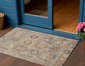 3 X 5 Beige Red And Blue Medallion Washable Indoor Outdoor Area Rug