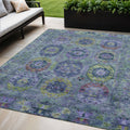 5 X 8 Green Blue And Purple Medallion Washable Indoor Outdoor Area Rug