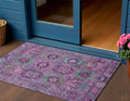 3 X 5 Purple Teal Blue And Green Medallion Washable Indoor Outdoor Area Rug