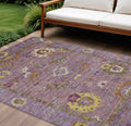 8 X 10 Merlot Plum And Gold Floral Medallion Washable Indoor Outdoor Area Rug