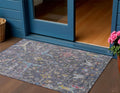 3 X 5 Gray Gold And Red Floral Washable Indoor Outdoor Area Rug