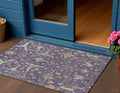3 X 5 Eggplant Beige And Gold Floral Washable Indoor Outdoor Area Rug