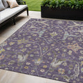 5 X 8 Eggplant Beige And Gold Floral Washable Indoor Outdoor Area Rug