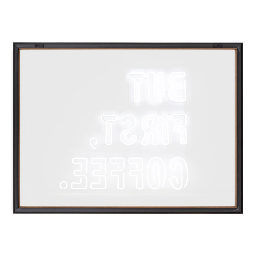 Blake But First Coffee Neon Sign Framed Printed Glass by The Creative Bunch Studio