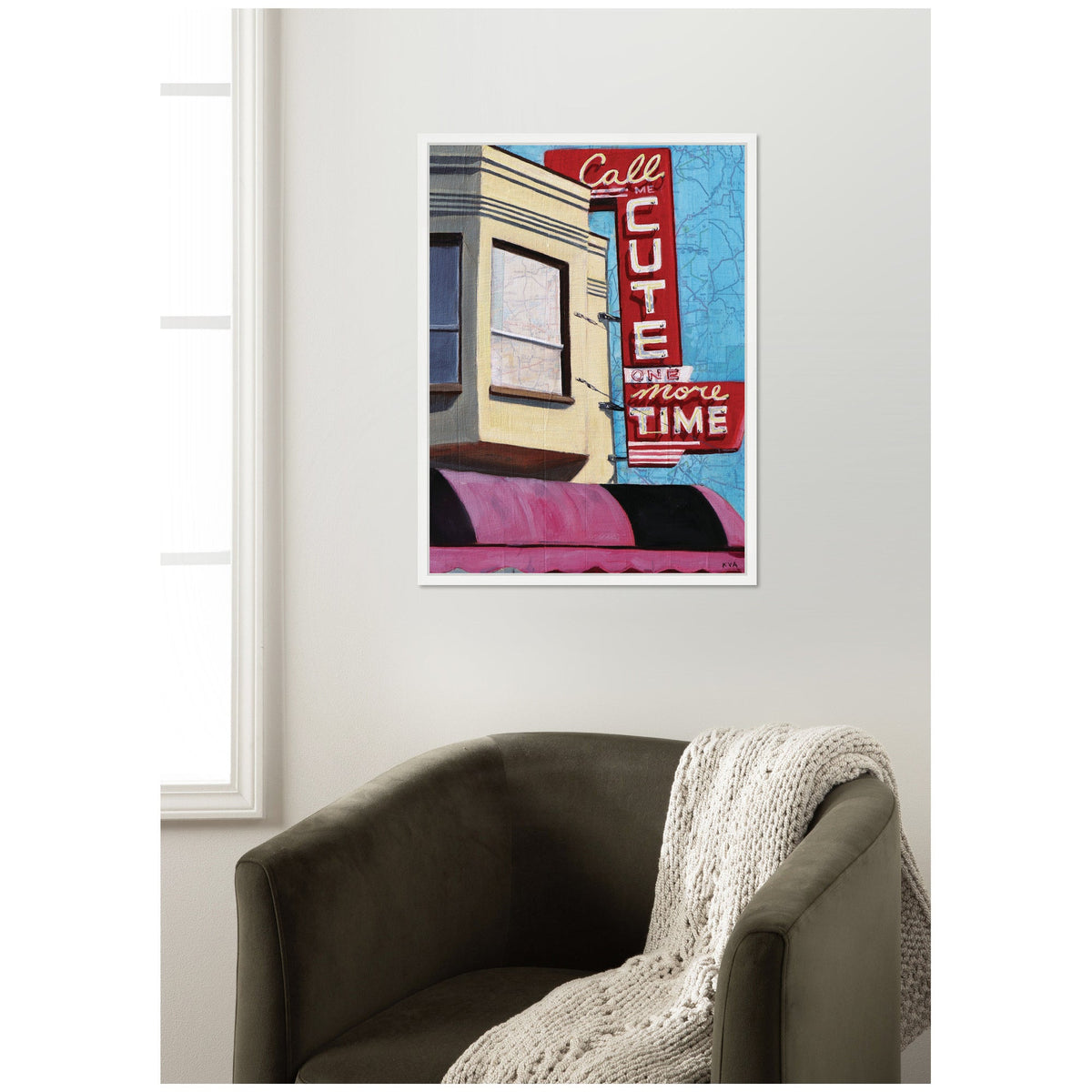 Call Me Cute by Krista V. Allenstein Framed Canvas Wall Art Print