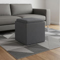 17 Inch Slate Gray Linen Cube Ottoman With Storage