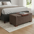 43 Inch Umber And Brown Fabric Ottoman With Storage